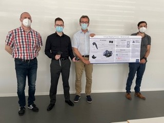 Prof. Dr. Georg Rock; Lukas Küntzer (HS Trier); Timo Zenner; Thomas Nather (Volvo Konz)
